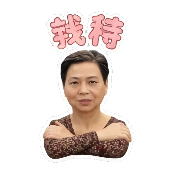 stern mother crossing arms Cheerful Middle-Aged Mom sticker for expressive chats and social replies.