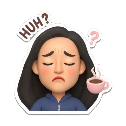 喝咖啡困惑的女孩 Daily Moods of a Modern Girl sticker for expressive chats and social replies.