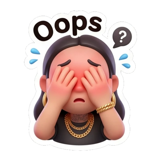 Girl covering her face in embarrassment, text Oops. Chic Urban Girl Vibes sticker for expressive chats and social replies.