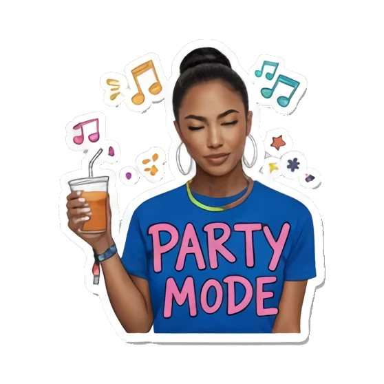 女孩展示肌肉 Vibrant Festival Girl sticker for expressive chats and social replies.
