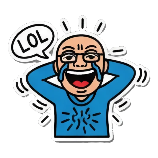 bald man laughing out loud Bald Guy Pop Art Vibes sticker for expressive chats and social replies.