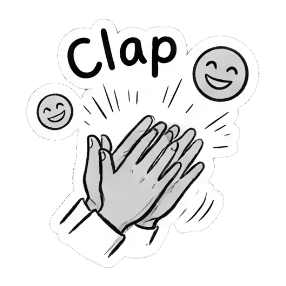 Character clapping hands with happy expression saying Clap Daily Doodle Life sticker for expressive chats and social replies.