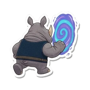 犀牛背对魔法漩涡 Chubby Rhino Fun sticker for expressive chats and social replies.