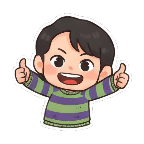 拿着餐具吃饭 Striped Kid's Daily Moods sticker for expressive chats and social replies.