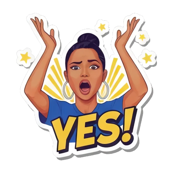 兴奋赞同Yes Vibrant Pop Diva Expressions sticker for expressive chats and social replies.
