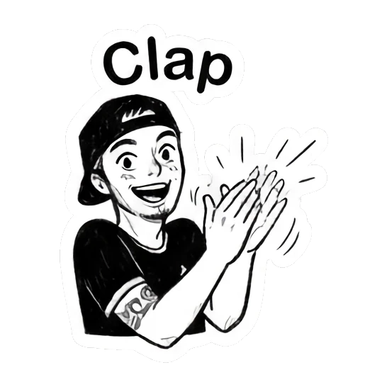 Happy man clapping hands in applause Cool Guy Doodle Daily sticker for expressive chats and social replies.