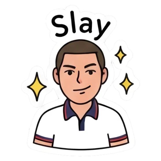 Young man looking smug with sparkles around him. Daily Life of a Cool Guy sticker for expressive chats and social replies.