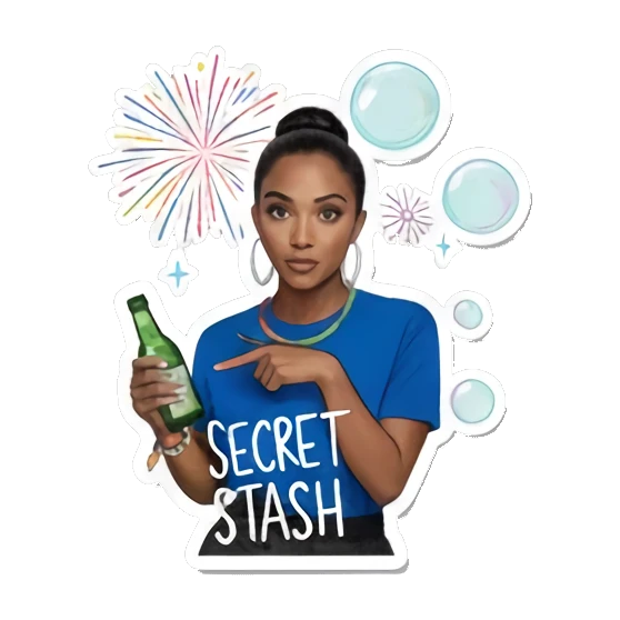 带有英文文字的贴纸 Vibrant Festival Girl sticker for expressive chats and social replies.