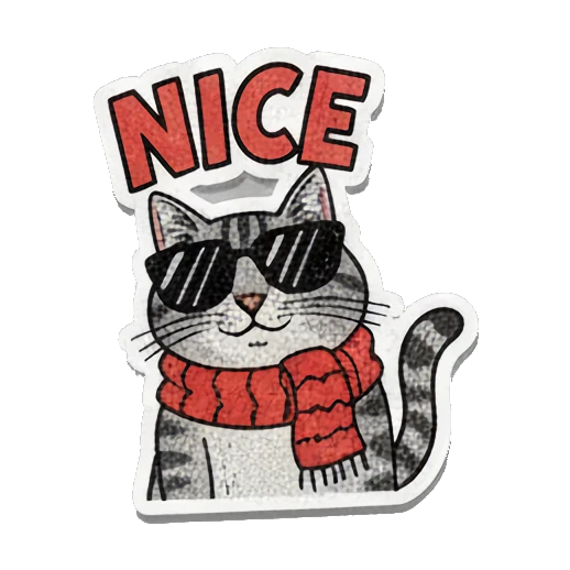cool cat wearing sunglasses Retro Grumpy Cat Vibes sticker for expressive chats and social replies.