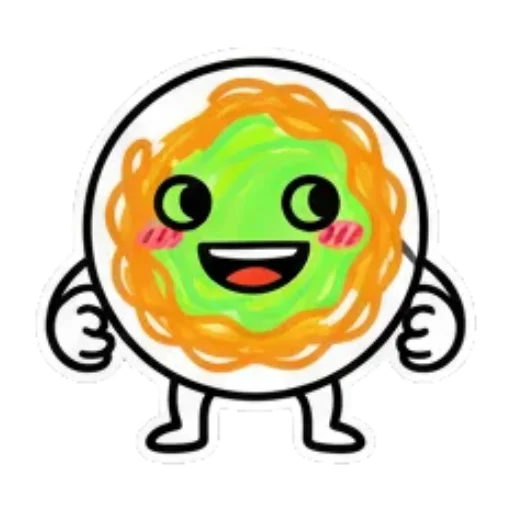 角色张嘴大笑很欢乐。 Cute Foodie Expressions sticker for expressive chats and social replies.