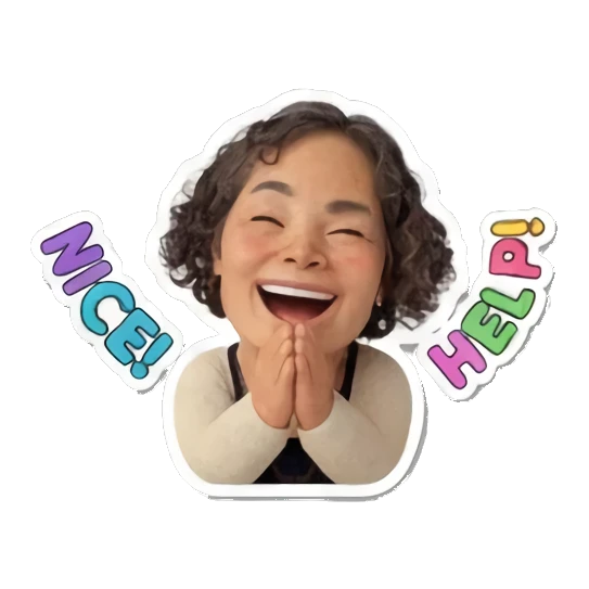 Crying mother with blue tears Cheerful Curly Mom sticker for expressive chats and social replies.