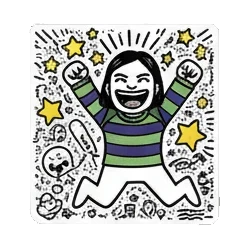 Girl jumping happily Doodle Girl's Mood Swings sticker for expressive chats and social replies.