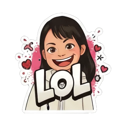 少女大笑表情LOL Street Style Girl Expressions sticker for expressive chats and social replies.