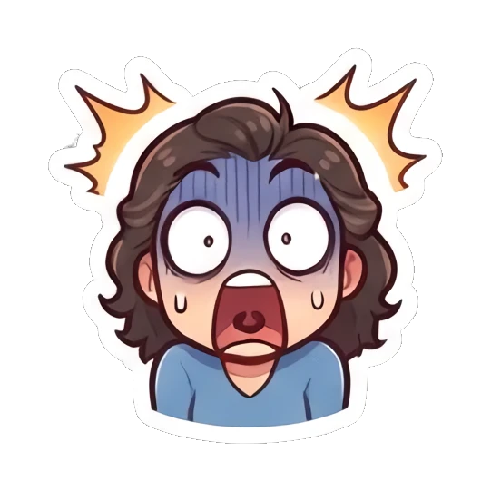 Young woman looking shocked with wide eyes and mouth open Cheerful Brunette Daily Life sticker for expressive chats and social replies.