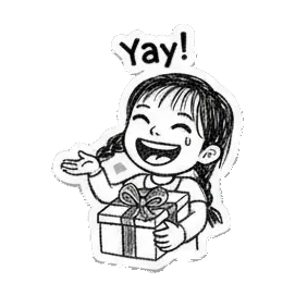女孩收到礼物很开心 Little Girl Daily Moods sticker for expressive chats and social replies.