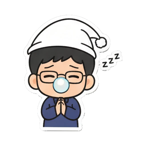 Boy with glasses sleeping with a nightcap Cheerful Glasses Boy Daily sticker for expressive chats and social replies.
