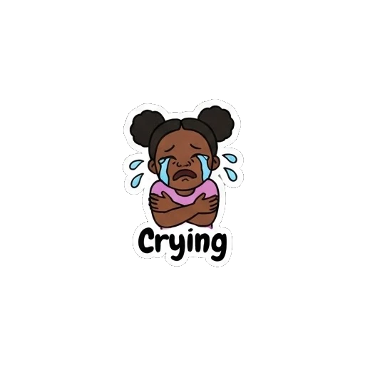 Girl crying with arms crossed Joyful Afro Girl Daily Expressions sticker for expressive chats and social replies.
