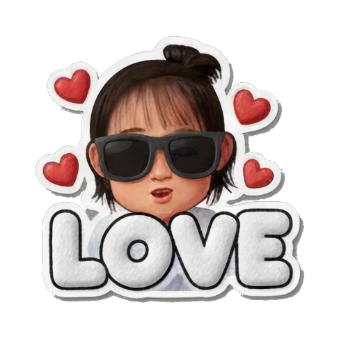 女孩可爱表情 Puffy Little Girl Expressions sticker for expressive chats and social replies.