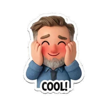 大叔害羞脸红 Cheerful Bearded Guy sticker for expressive chats and social replies.
