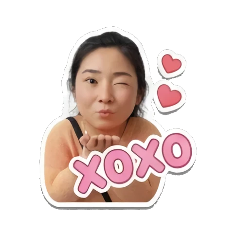飞吻表达爱意XOXO Daily Life of a Cheerful Girl sticker for expressive chats and social replies.