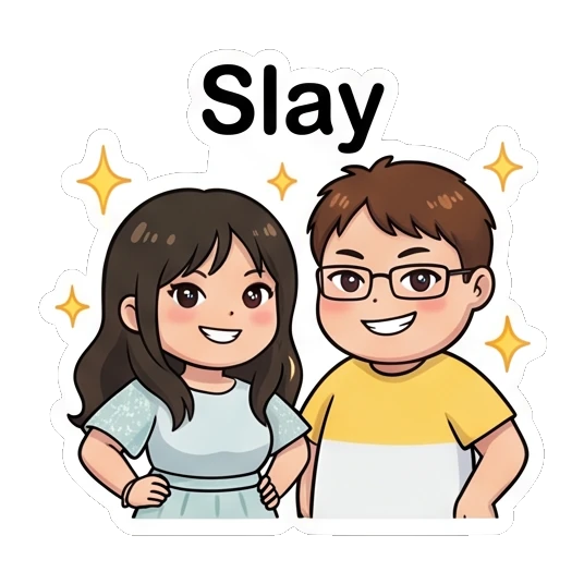 Couple standing confidently with hands on hips Sweet Couple Daily Life sticker for expressive chats and social replies.