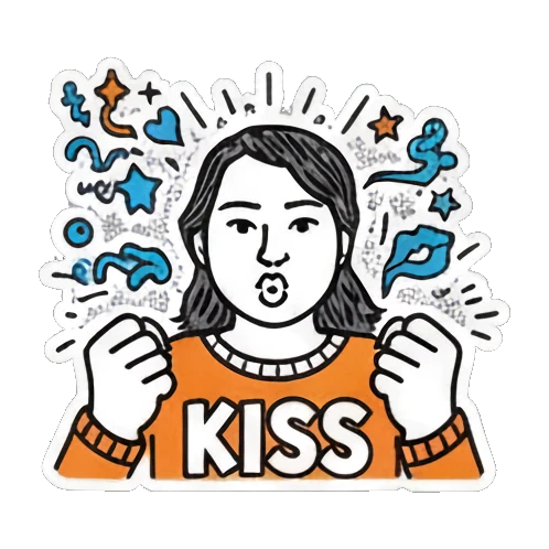 双手握拳加油 Pop Art Girl Expressions sticker for expressive chats and social replies.