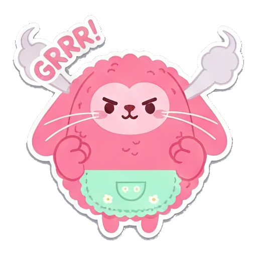 生气咆哮表情 Pink Fluffy Buddy sticker for expressive chats and social replies.