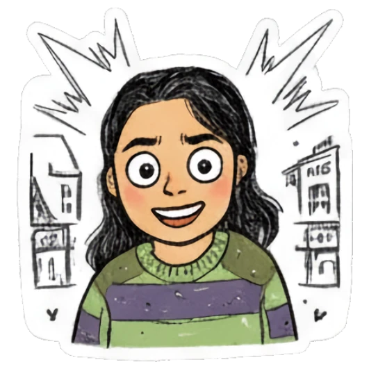 Girl looking surprised with wide eyes Sketchy Girl Daily Vibes sticker for expressive chats and social replies.