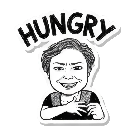 中老年人饥饿HUNGRY Auntie's Daily Moods sticker for expressive chats and social replies.