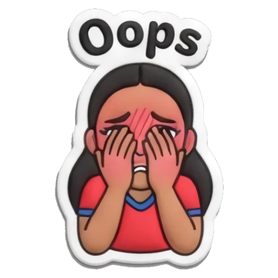Girl covering face with hands, Oops text Sporty Girl Vibes sticker for expressive chats and social replies.