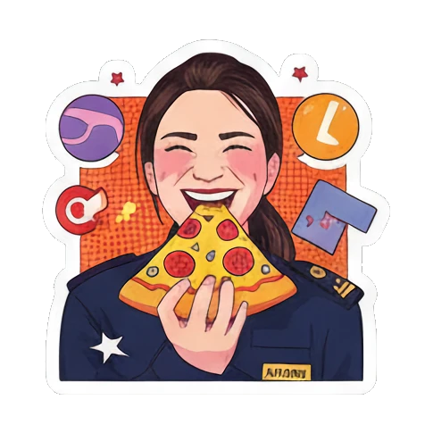 Person flexing Strong Vivid Pop Persona sticker for expressive chats and social replies.