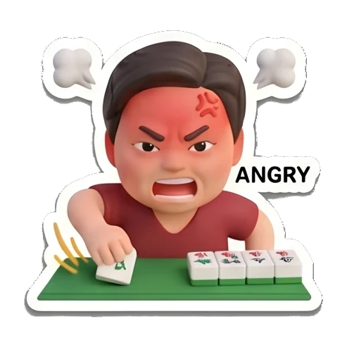 愤怒拍桌的麻将玩家 Mahjong Master Daily sticker for expressive chats and social replies.