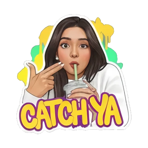 狡黠眼神Catch Ya Graffiti Girl Vibes sticker for expressive chats and social replies.