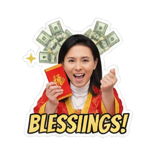 送出祝福红包 Wealthy Lady Fortune sticker for expressive chats and social replies.