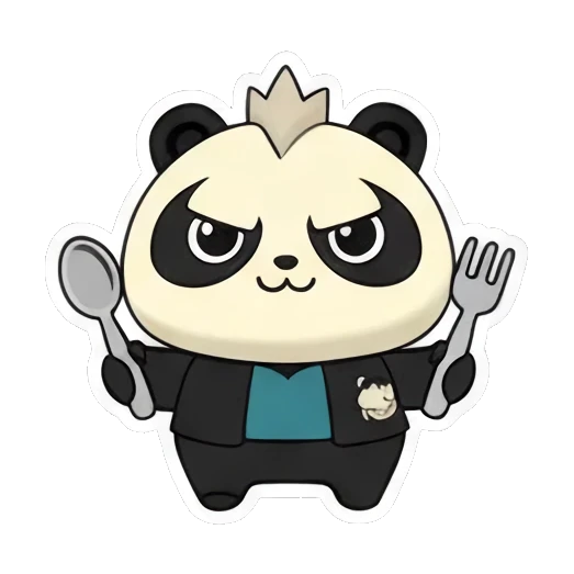 Panda holding a spoon and fork, ready to eat Little Panda Daily Life sticker for expressive chats and social replies.