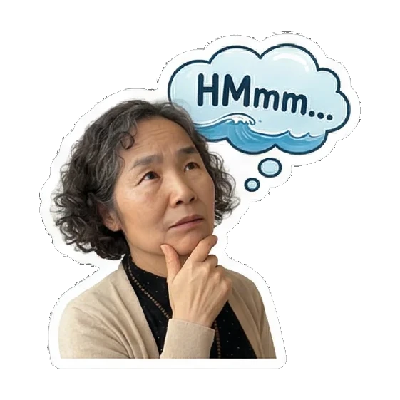 Mother thinking deeply Cheerful Grandma Daily Life sticker for expressive chats and social replies.