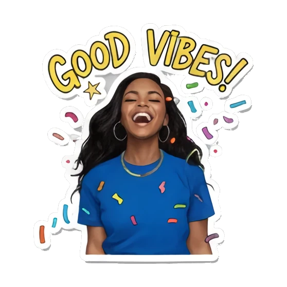 女孩欢呼庆祝 Vibrant Festival Girl sticker for expressive chats and social replies.