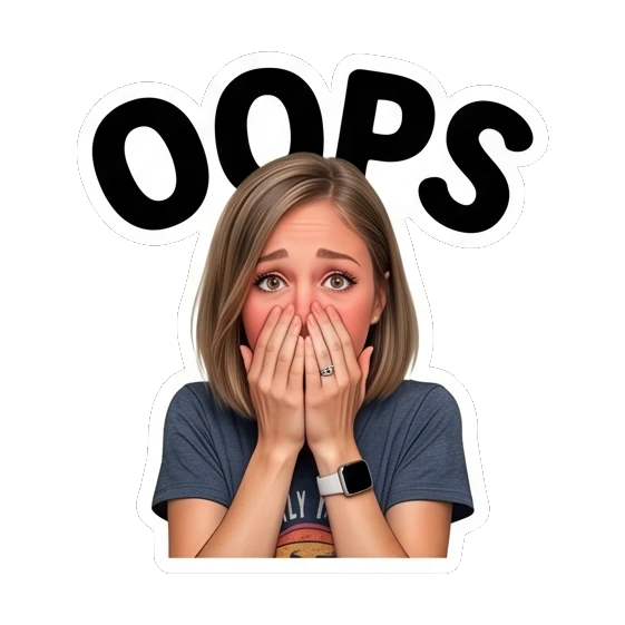 Mom covering her mouth in an oops expression. Mally Mom Daily Life sticker for expressive chats and social replies.