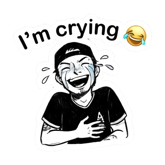 Laughing man crying tears of joy Cool Guy Doodle Daily sticker for expressive chats and social replies.