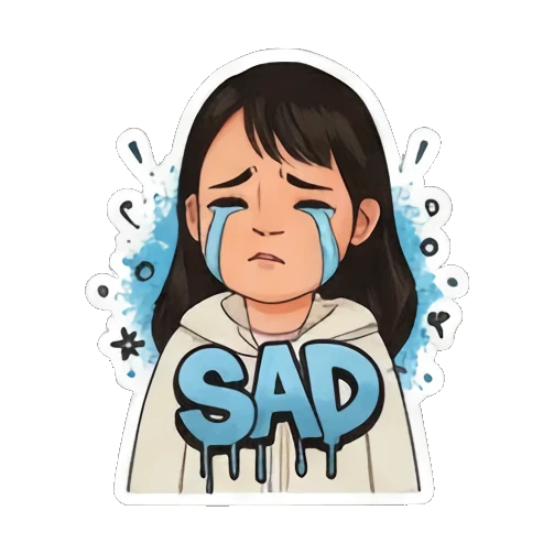 少女哭泣表情SAD Street Style Girl Expressions sticker for expressive chats and social replies.