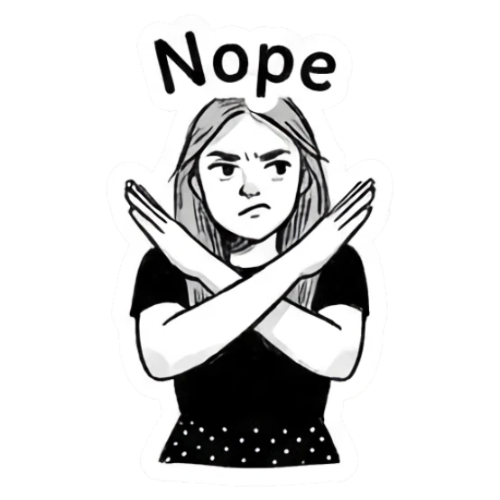 Girl making an X gesture with arms to show refusal Doodle Girl Daily Vibes sticker for expressive chats and social replies.