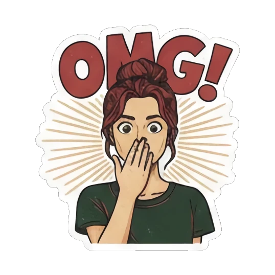 Surprised 'OMG!' covering mouth Expressive Gal's Daily Moods sticker for expressive chats and social replies.