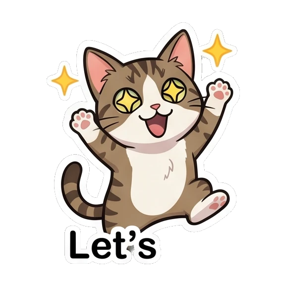 Tabby cat jumping with excitement and star eyes Tabby Cat Daily Adventures sticker for expressive chats and social replies.