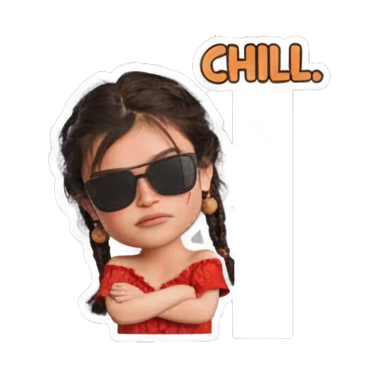 女孩戴墨镜耍酷 Little Red Dress Girl sticker for expressive chats and social replies.