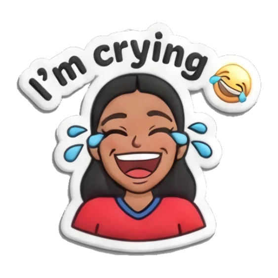 Girl laughing with tears, I'm crying text Sporty Girl Vibes sticker for expressive chats and social replies.
