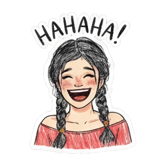 女孩开心大笑 Girl's daily sticker for expressive chats and social replies.
