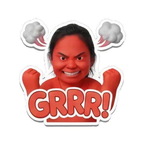 愤怒变红GRRR Daily Life of a Cheerful Girl sticker for expressive chats and social replies.