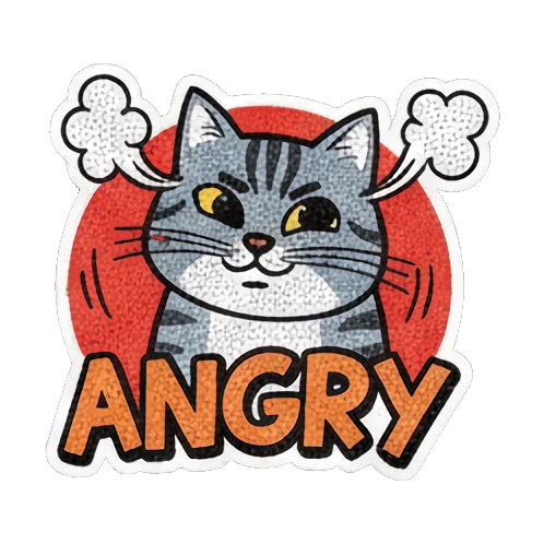 灰猫生气冒烟 Vintage Comic Cat Expressions sticker for expressive chats and social replies.