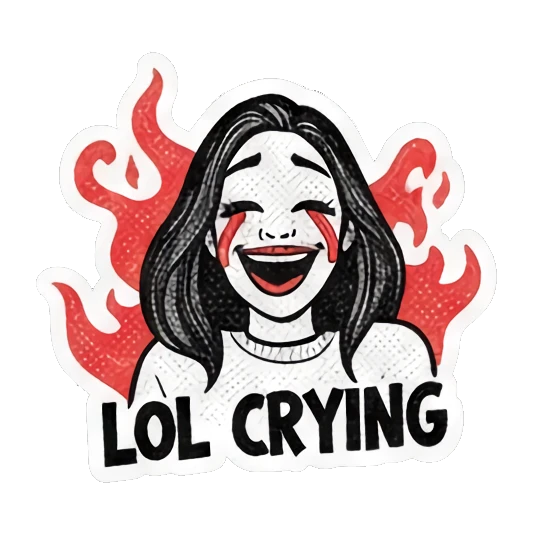 大笑流泪LOL CRYING Gritty Girl Moods sticker for expressive chats and social replies.
