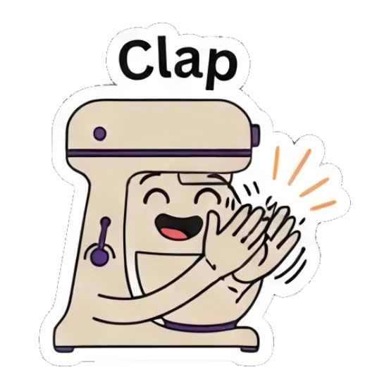 Mixer clapping hands happily Kitchen Mixer Moods sticker for expressive chats and social replies.